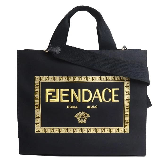 VERSACE BAG: ?FENDI FENDACE 2WAY SHOULDER BAG BLACK: VERSACE Bag: ?FENDI Fendace 2Way Shoulder Bag Black Brand: VERSACE Type/Style: Shoulder Bag Material: Exterior Material Canvas Color: Exterior Color Black Size: (approx. W18.9 ? H15.7 ? D7.1 inch)