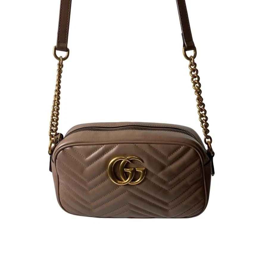 GUCCI BAG: GG MARMONT BEIGE: GUCCI Bag: GG Marmont Beige Brand: GUCCI Type/Style: Shoulder Bag Material: Exterior Material Leather Color: Exterior Color Beige Size: (approx. W8.7 ? H16.5 ? D14.2 inch) Accessories: None