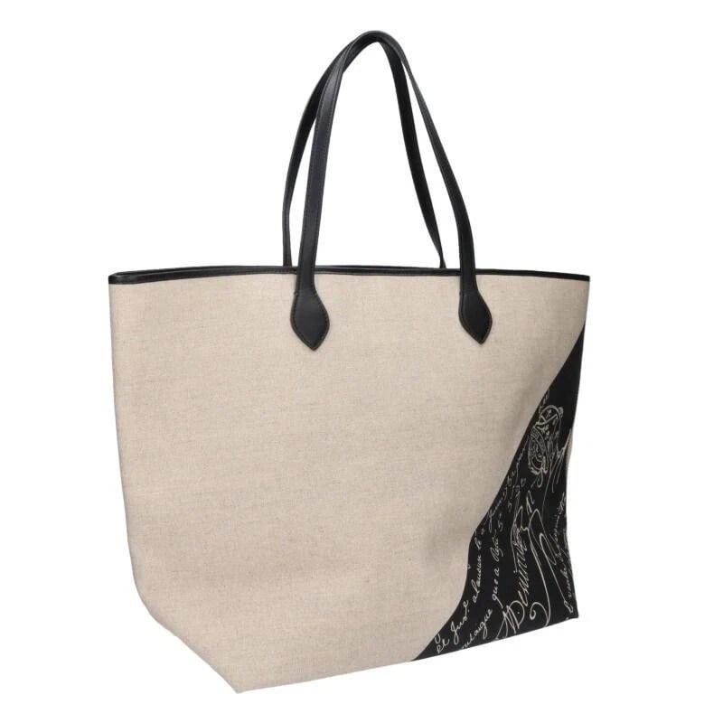 BERLUTI BAG: SCRITTO SUNDAY CALLIGRAPHY CANVAS: BERLUTI Bag: Scritto Sunday Calligraphy Canvas Brand: Berluti Type/Style: Tote Material: Exterior Material Canvas Color: Exterior Color Beige ? Black Size: (approx. W21.3 ? H14.4 ? D6.7 inch) Acce