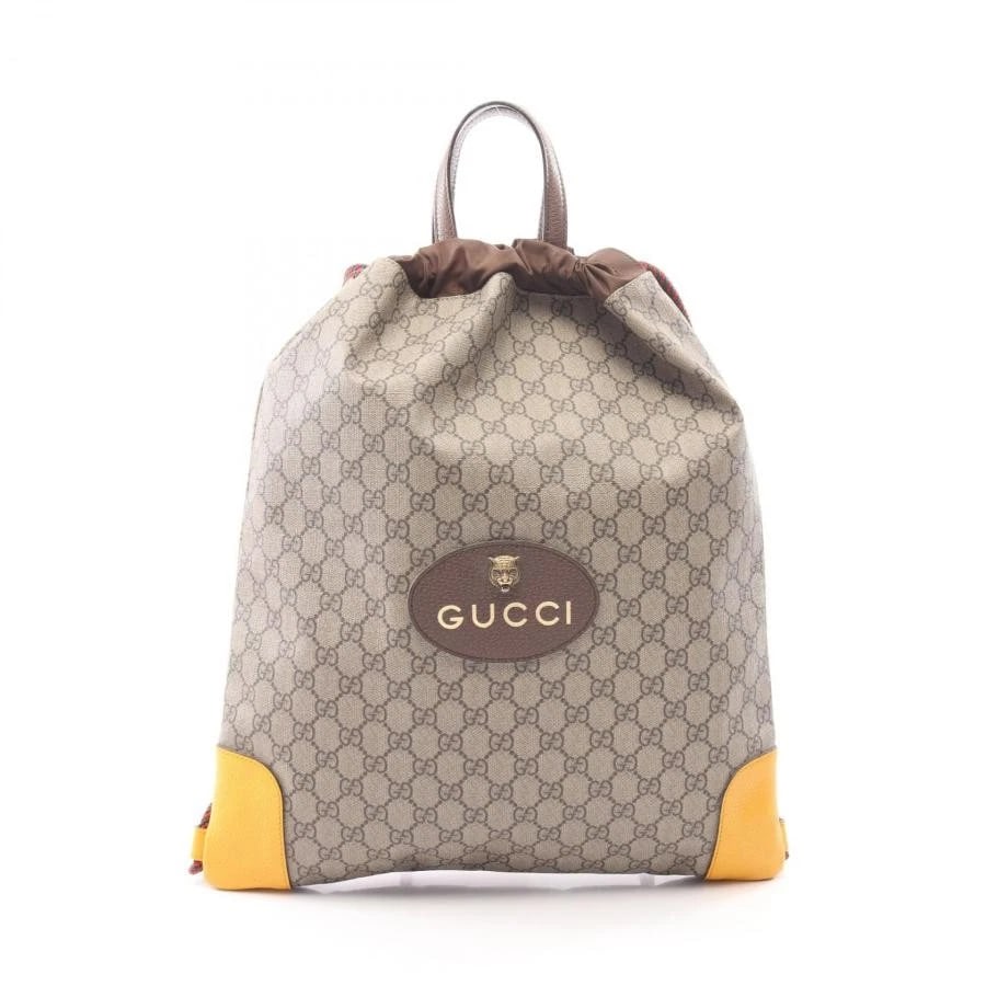 GUCCI BAG: GG SUPREME DRAWSTRING BACKPACK: GUCCI Bag: GG Supreme Drawstring Backpack Brand: GUCCI Type/Style: Backpack Material: Exterior Material Canvas / Leather Color: Exterior Color Beige Size: (approx. W14.6 ? H17.3 ? D0.6 inch) Acces