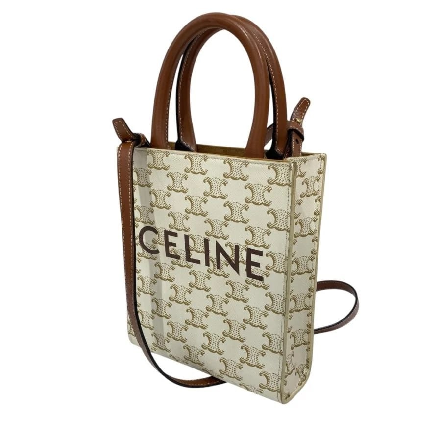 CELINE BAG: TRIOMPHE MINI VERTICAL CABAS WHITE: CELINE Bag: Triomphe Mini Vertical Cabas White Brand: CELINE Type/Style: Shoulder Bag Material: Exterior Material Leather Color: Exterior Color White Size: (approx. W6.5 ? H7.9 ? D2.2 inch) Access