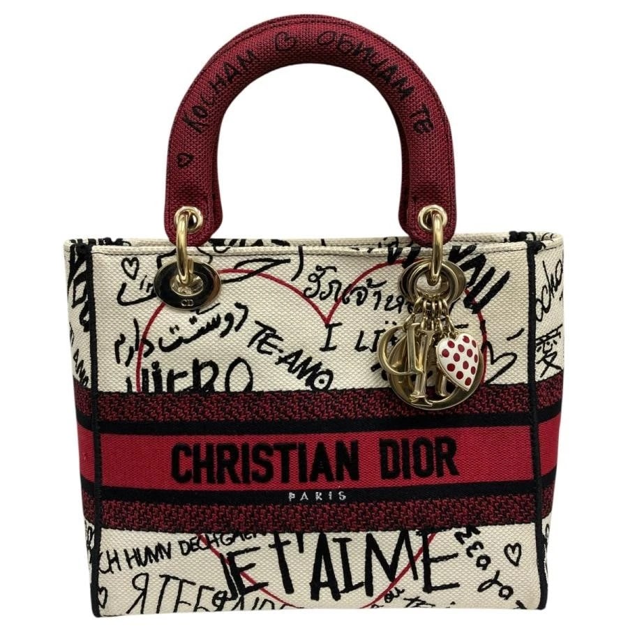 CHRISTIAN DIOR BAG: WHITE RED: CHRISTIAN DIOR Bag: White Red Brand: Christian Dior Type/Style: Shoulder Bag Material: Exterior Material Canvas Color: Exterior Color White ? Red Size: (approx. W9.4 ? H7.9 ? D4.3 inch) Accessories: