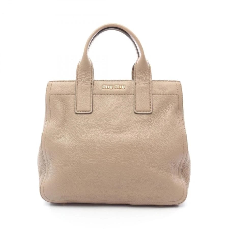 MIU MIU BAG: VITELLO CARIBU BEIGE: MIU MIU Bag: Vitello Caribu Beige Brand: MIU MIU Type/Style: Top Handle Bag Material: Exterior Material Leather Color: Exterior Color Beige Size: (approx. W12.2 ? H11.2 ? D5.5 inch) Accessories: N