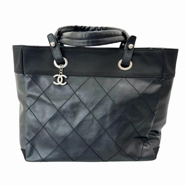 CHANEL BAG: PARIS-BIARRITZ MM CC LOGO BLACK: CHANEL Bag: Paris-Biarritz MM CC Logo Black Brand: CHANEL Type/Style: Tote Material: Exterior Material Canvas / Leather Color: Exterior Color Black Size: (approx. W16.9 ? H11.8 ? D5.7 inch) Access