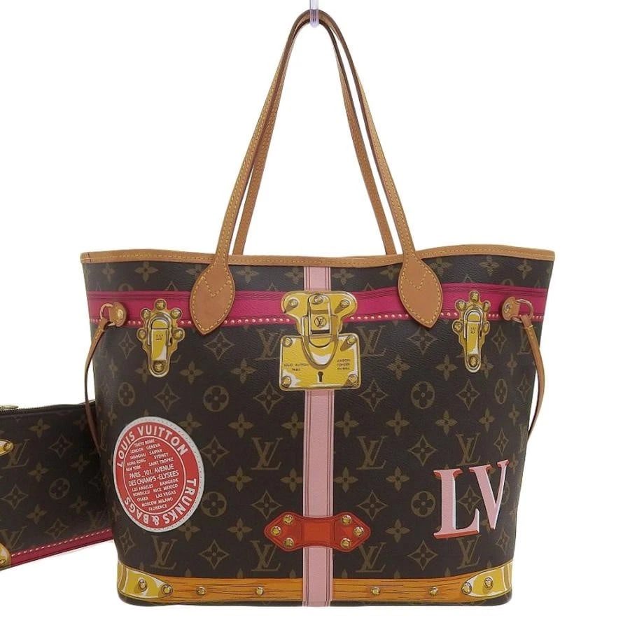 LOUIS VUITTON BAG: SUMMER TRUNK NEVERFULL MM: LOUIS VUITTON Bag: Summer Trunk Neverfull MM Brand: LOUIS VUITTON Type/Style: Tote Material: Exterior Material PVC Color: Exterior Color Brown Size: (approx. W12.6 ? H11.0 ? D6.3 inch) Accessories
