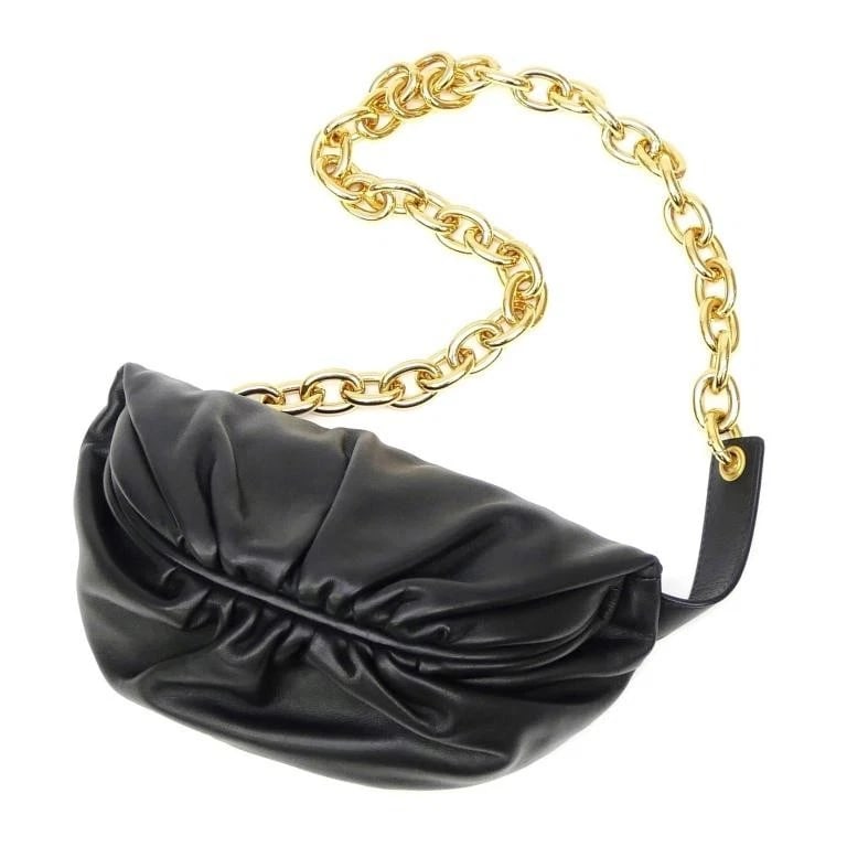 BOTTEGA VENETA BAG: THE CHAIN POUCH BLACK: BOTTEGA VENETA Bag: The Chain Pouch Black Brand: BOTTEGA VENETA Type/Style: Crossbody Material: Exterior Material Leather Color: Exterior Color Black Size: (approx. W9.1 ? H5.5 inch) Accessories: