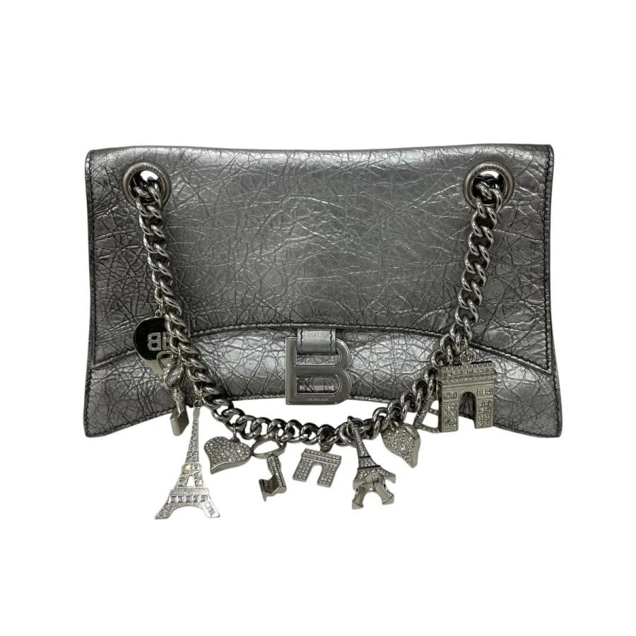 BALENCIAGA BAG: CHAIN SHOULDER BAG: BALENCIAGA Bag: Chain Shoulder Bag Brand: BALENCIAGA Type/Style: Shoulder Bag Material: Exterior Material Metal Color: Exterior Color Silver Size: (approx. W9.8 ? H4.7 ? D2.4 inch) Accessories: None