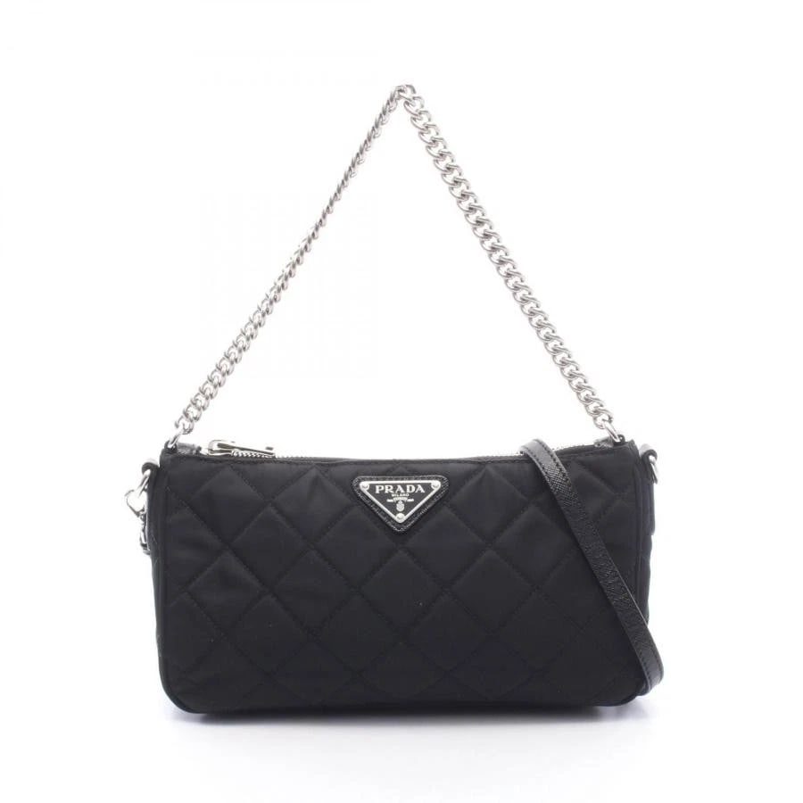 PRADA BAG: QUILTED 2WAY SHOULDER BAG BLACK: PRADA Bag: Quilted 2WAY Shoulder Bag Black Brand: PRADA Type/Style: Shoulder Bag Material: Exterior Material Nylon, Leather Color: Exterior Color Black Size: (approx. W8.9 ? H5.1 ? D2.4 inch) Acce