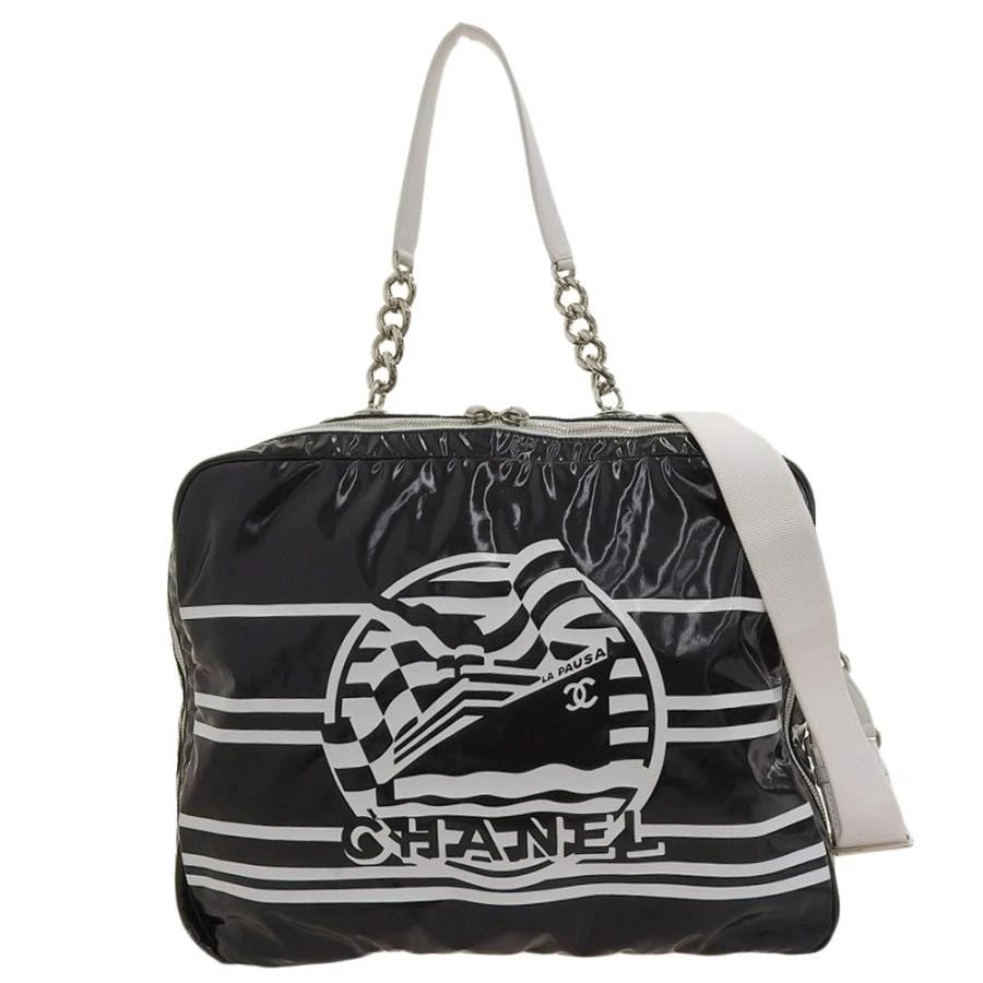 CHANEL BAG: LA PAUSA BLACK WHITE: CHANEL Bag: LA PAUSA Black White Brand: CHANEL Type/Style: Shoulder Bag Material: Exterior Material Vinyl / Leather Color: Exterior Color Black Size: (approx. W14.6 ? H11.8 ? D4.9 inch), Accessori