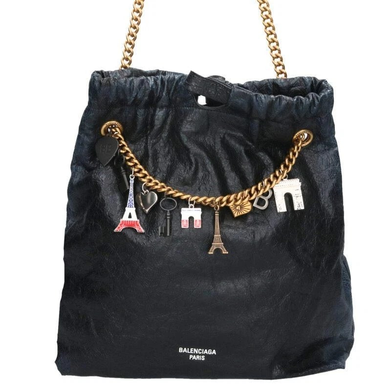 BALENCIAGA BAG: CRUSH TOTE BLACK: BALENCIAGA Bag: Crush Tote Black Brand: BALENCIAGA Type/Style: Tote Material: Exterior Material Canvas Color: Exterior Color Black Size: (approx. W13.4 ? H14.6 ? D5.5 inch) Accessories: None <