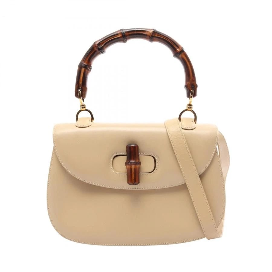 GUCCI BAG: BAMBOO 2WAY HANDBAG: GUCCI Bag: Bamboo 2WAY Handbag Brand: GUCCI Type/Style: Top Handle Bag Material: Exterior Material Leather Color: Exterior Color Beige Size: (approx. W9.1 ? H7.1 ? D2.4 inch) Accessories: None