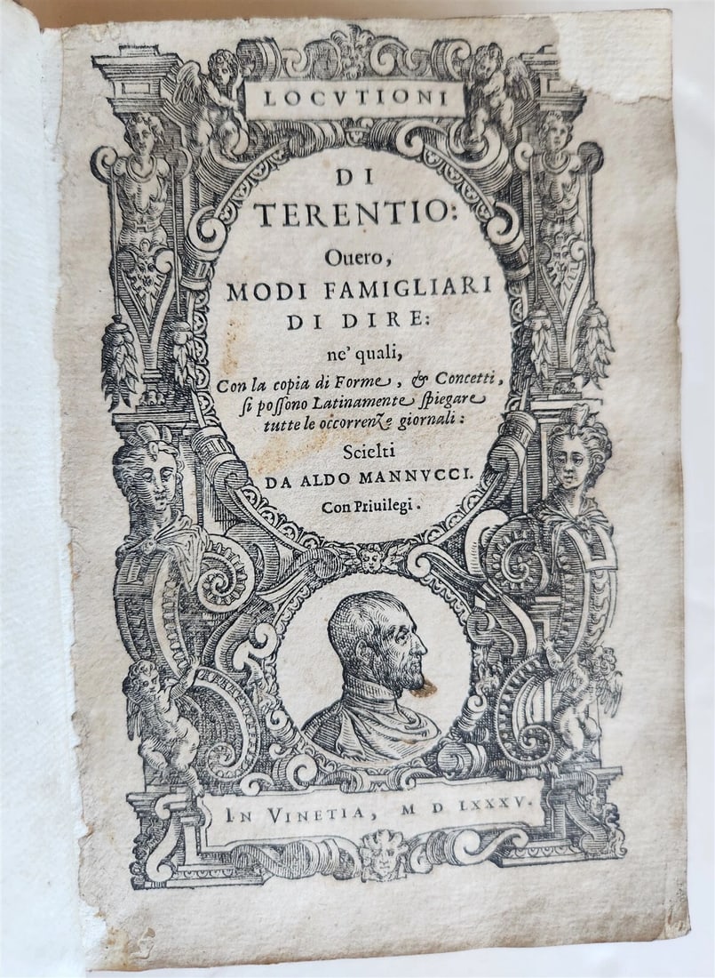 ALDUS MANUTIUS' 1585 ALDINE PRESS TERENCE, AN ANTIQUE VELUM FROM THE SIXTEENTH CENTURY (1 of 6)