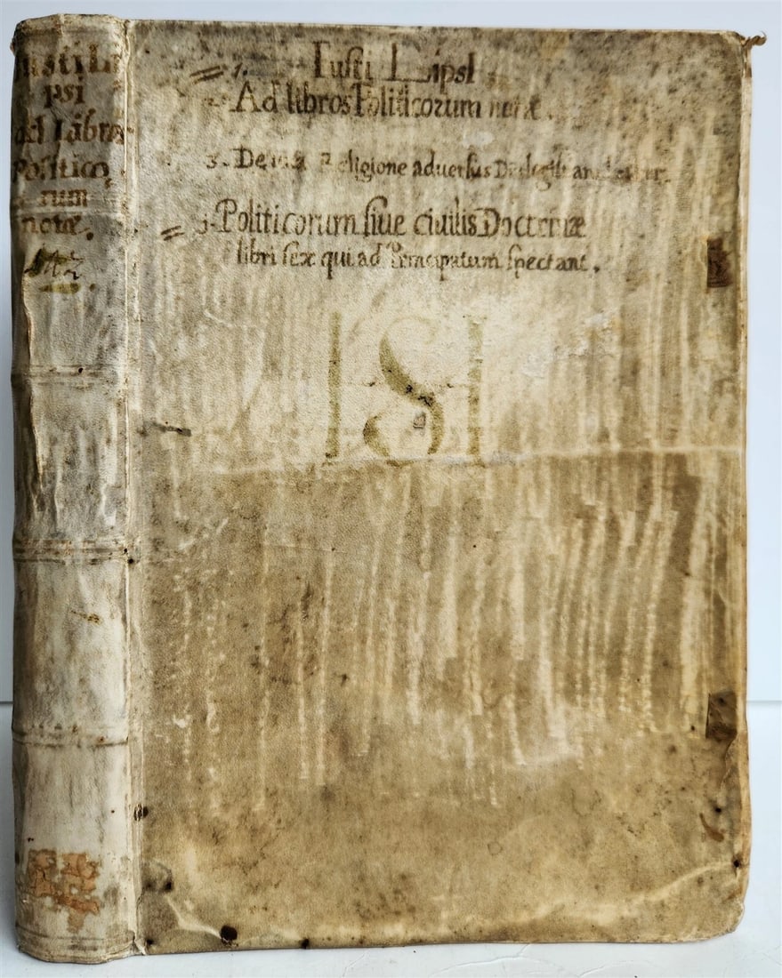 1623 ANCIENT VELLUM-BOUND JUSTUS LIPSIUS AD LIBROS POLITICORUM (1 of 9)