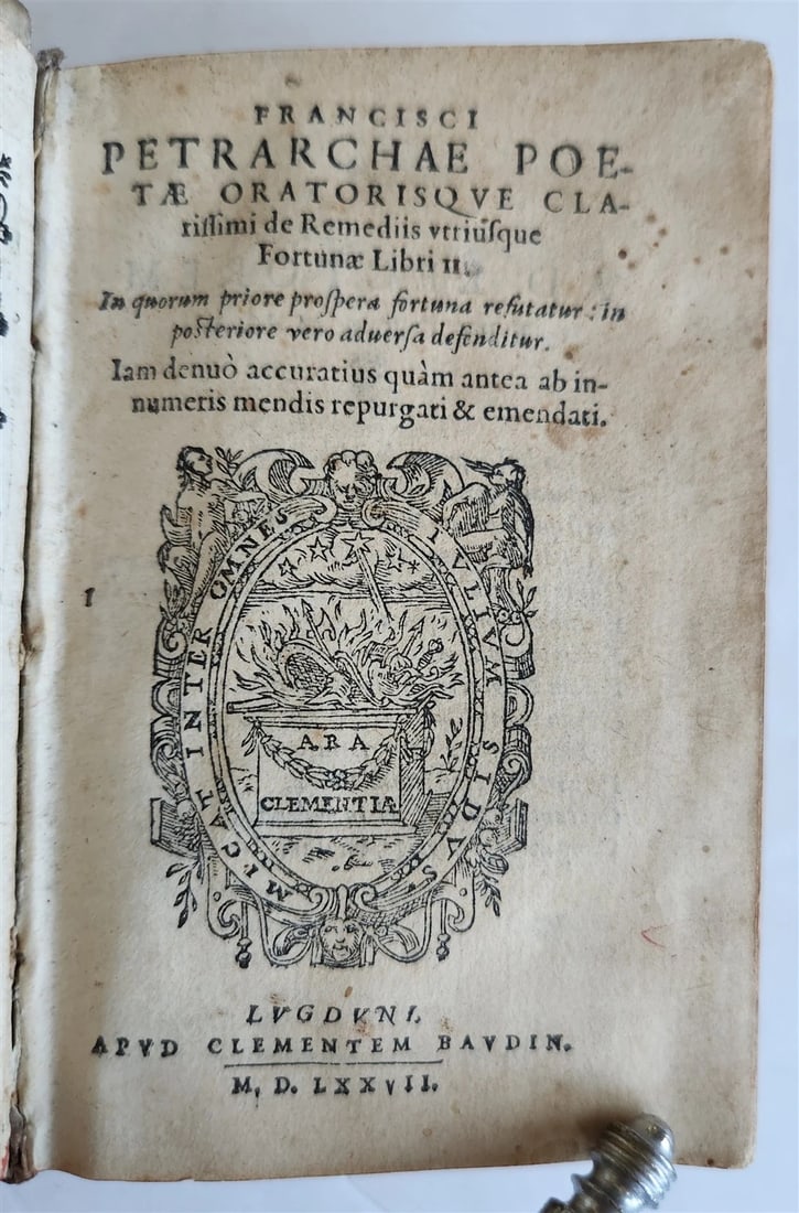 1577 PETRARCH VELLUM BOUND FRANCISCI PETRARCHAE POETAE ORATORISQUE ANCIENT (1 of 9)