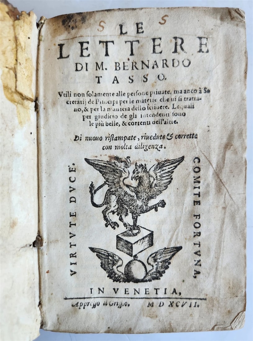 1597 THE LETTER OF M. ANTIQUE 16TH-CENTURY VELLUM-BOUND BERNARDO TASSO (1 of 9)