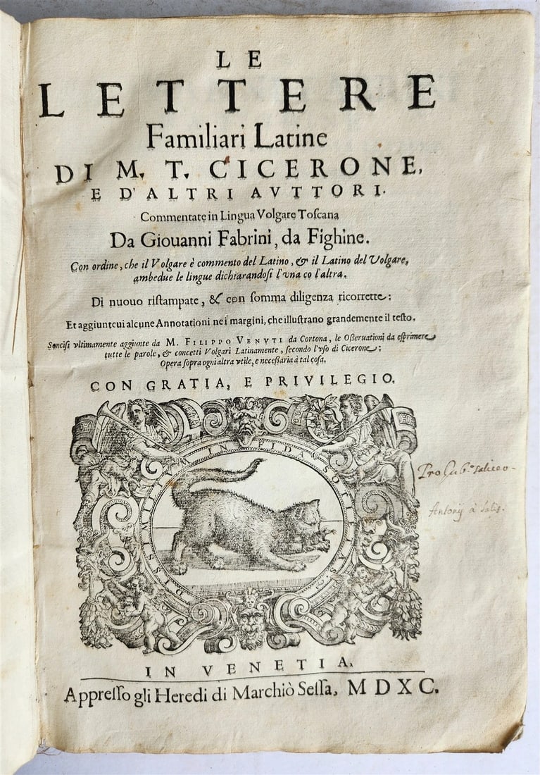 1590 CICERO THE FAMILIAR LATIN LETTER VELLUM BOUND FOLIO, 16TH CENTURY (1 of 9)