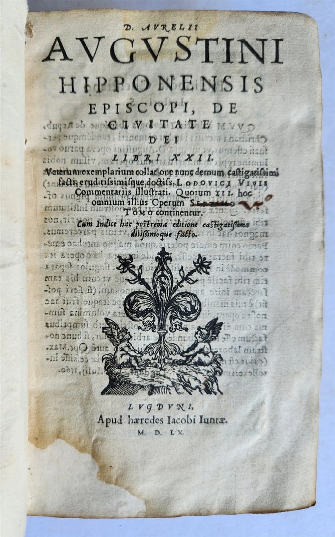 AUGUSTINE OF HIPPO DE CIVITATE DEI, AN ANTIQUE 16TH-CENTURY VELLUM BOUND, 1560 (1 of 9)