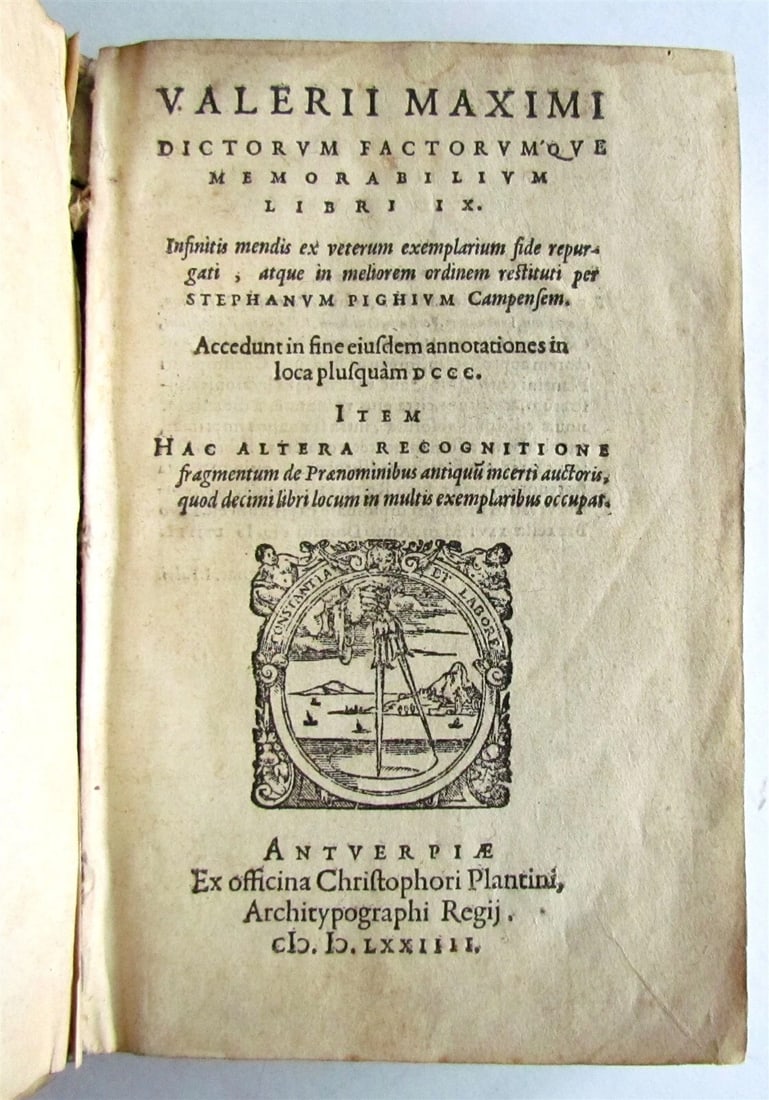 VALERIUS MAXIMUS VELLUM, AN ANTIQUE FROM THE 16TH CENTURY, WAS PUBLISHED BY PLANTIN IN 1575 (1 of 9)