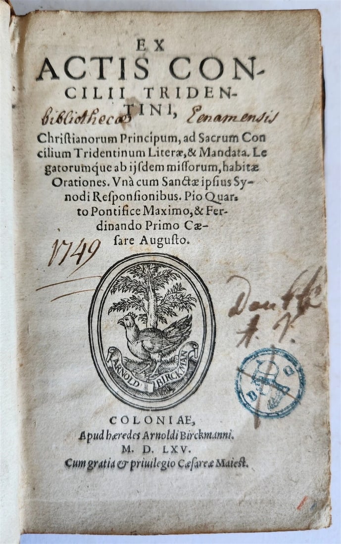 EX ACTIS CONCILII TRIDENTINI BY GERWIN CALENIUS, THE ANCIENT COUNCIL OF TRENT, 1565 (1 of 9)