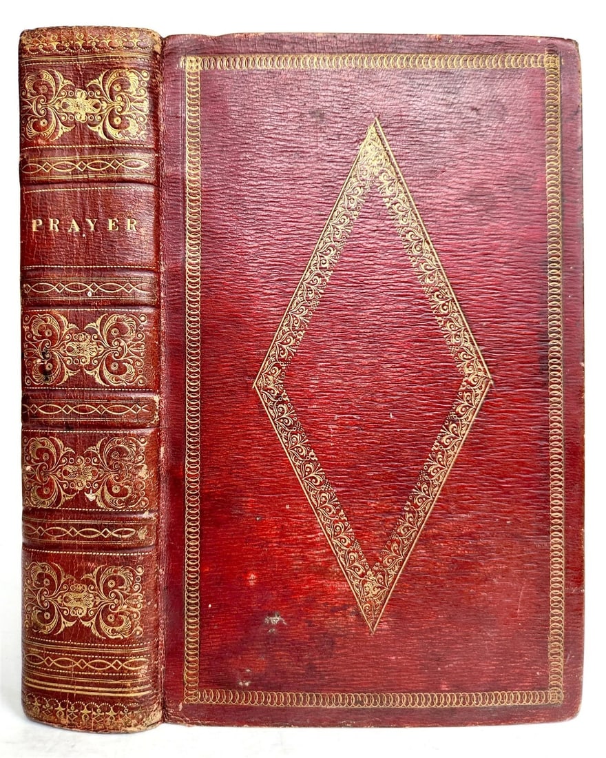AN ANTIQUE BOOK OF COMMON PRAYER WITH AN EXQUISITE BINDING FROM 1818: Year/Century: 19th century Language: English Subject: Illustrated Binding: Leather Description: The Complete Book of Sacramental Administration and Common Prayer London: W. Lewis, June 1, 1818; title 