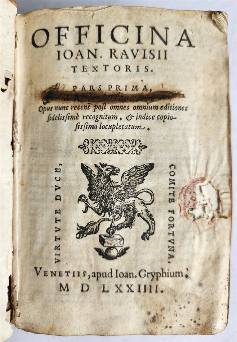 1574 ANTIQUE VELLUM BOUND JEAN TIXIER IOANNIS RAUISII TEXTORIS OFFICINAE (1 of 9)