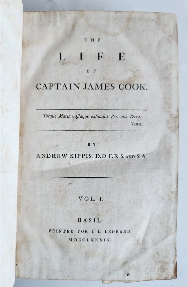 THE 1789 ENGLISH ANTIQUE LIFE OF CAPTAIN JAMES COOK BY ANDREW KIPPIS (1 of 9)
