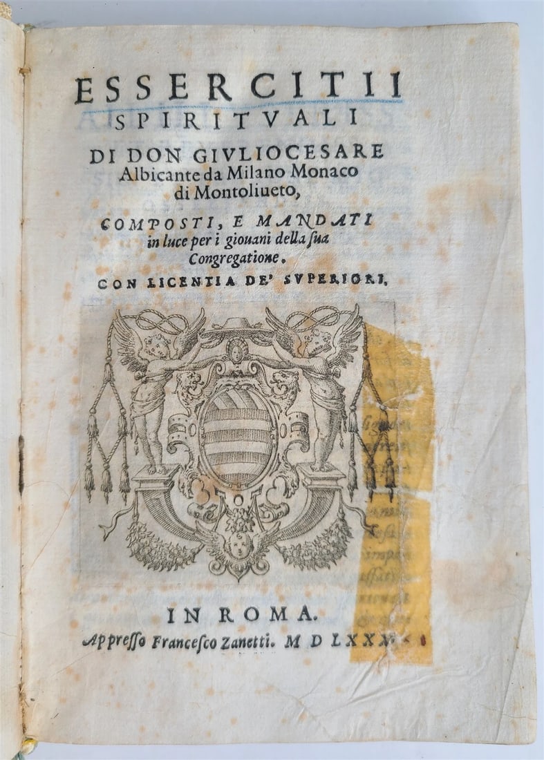 GIULIO CESARE ALBICANTE'S 1580 ESSERCITII SPIRITUALI, AN ANTIQUE VELLUM BINDING (1 of 8)