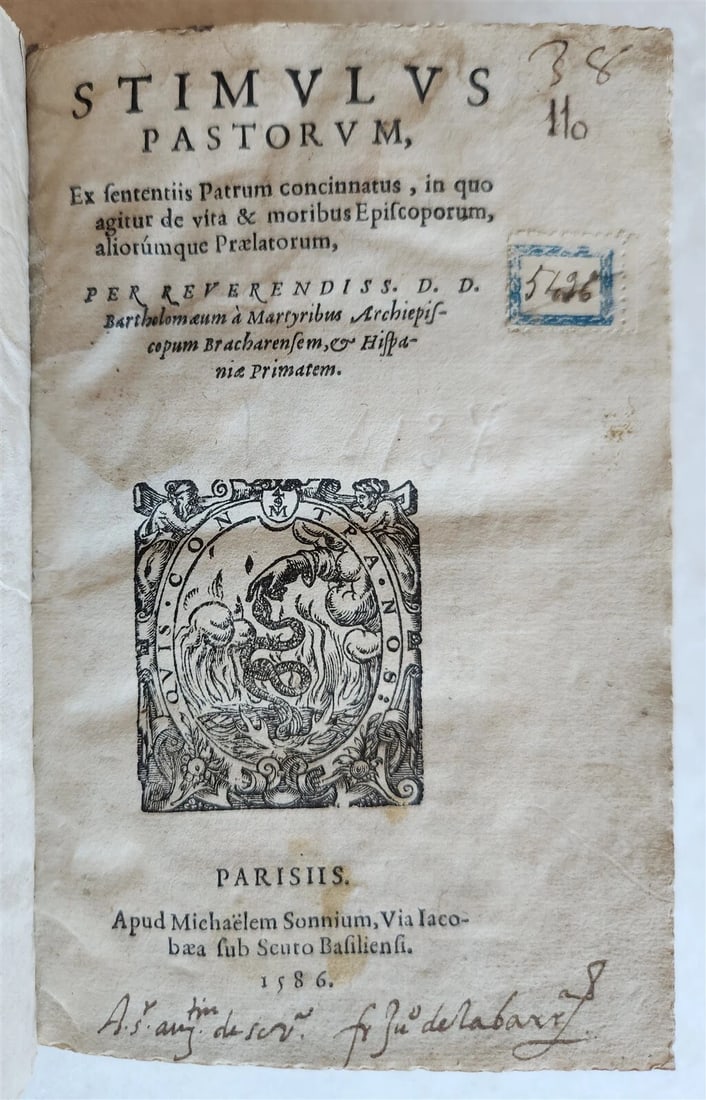 1586 BARTHOLOMAEUM A MARTYRIBUS STIMULUS PASTORUM, AN ANTIQUE FROM THE SIXTEENTH CENTURY (1 of 9)