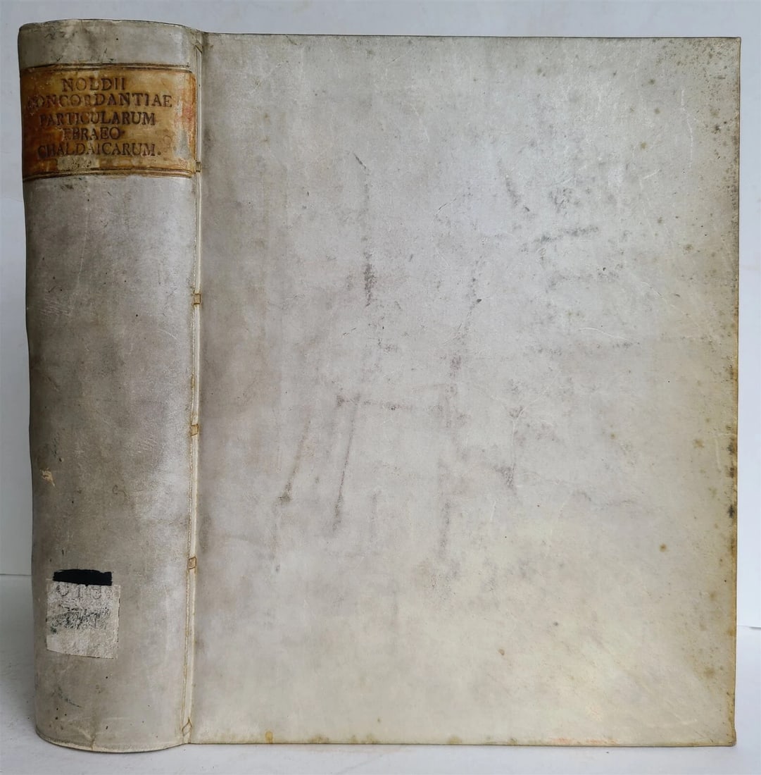 1734 HEBREW BIBLE IN ACCORDANCE WITH THE ANCIENT VELLUM BOOK OF JUDAICA: Year/Century: 18th century Language: Latin Subject: Religion & Spirituality Binding: Vellum Description: Christian Nold. Ebraeo-Chalaicarum Concordantiae Particularum. Jenae, 1734 [6], 984, 22, 37, [3