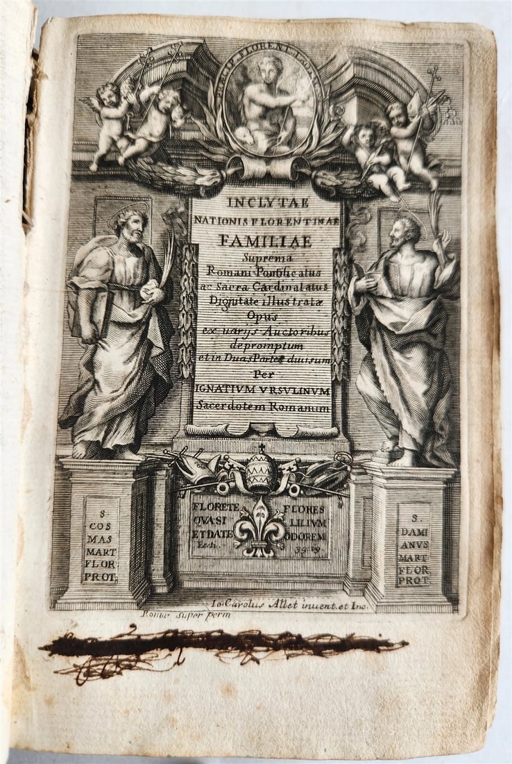 THE HISTORY OF 1706 FLORENTINE POEMS AND CARDINALS IN LATIN VINTAGE VELLUM BINDING (1 of 9)