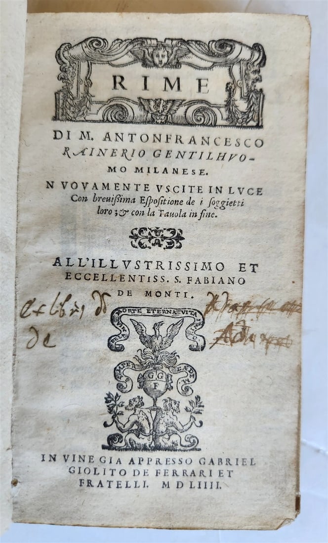 1554 ANTIQUE VELLUM-BOUND RIME DI ANTONFRANCESCO RAINERIO GENTILHOMO MILANESE (1 of 9)