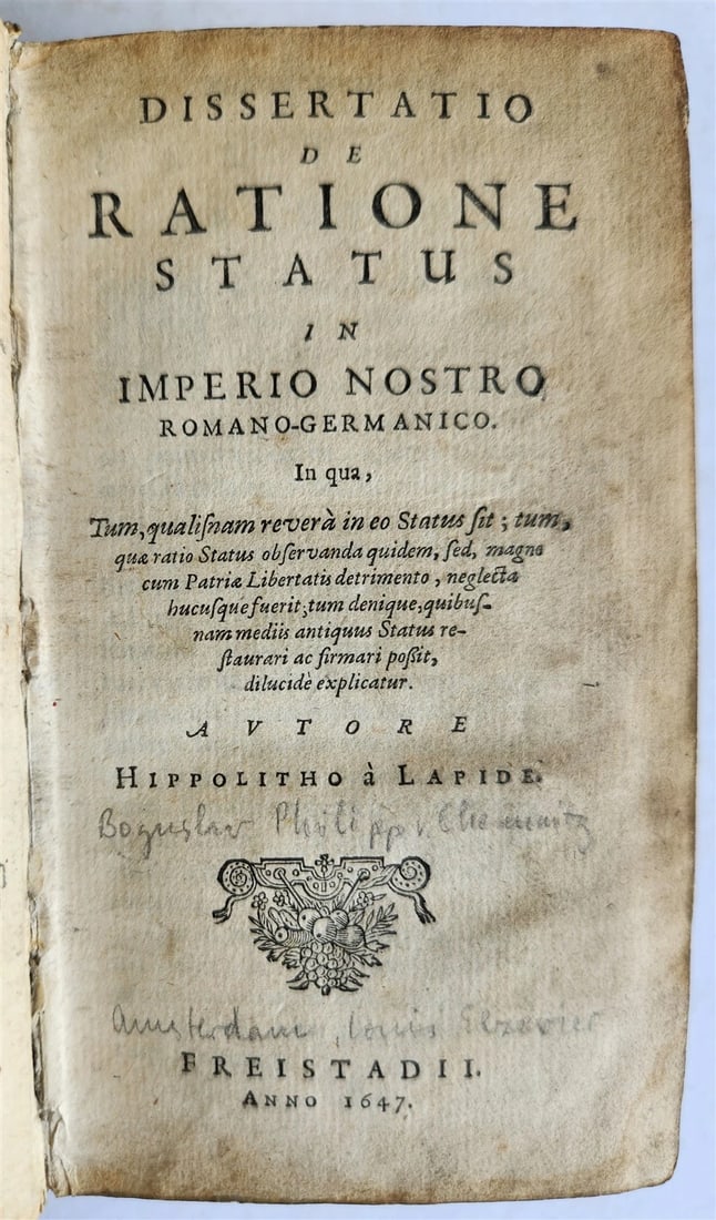 IMPERIO NOSTRO ROMANO-GERMANICO 1647 RATIONE STATUS VINTAGE VELLUM BINDING (1 of 9)