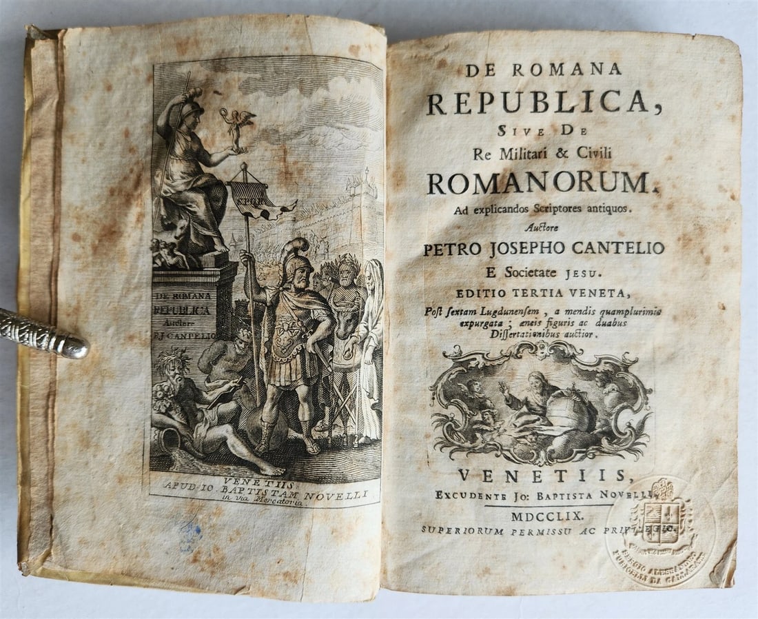 1759 ROMANA REPUBLICA MILITARI & CIVILI ROMANORUM ANCIENT VELLUM ILLUSTRATED (1 of 9)