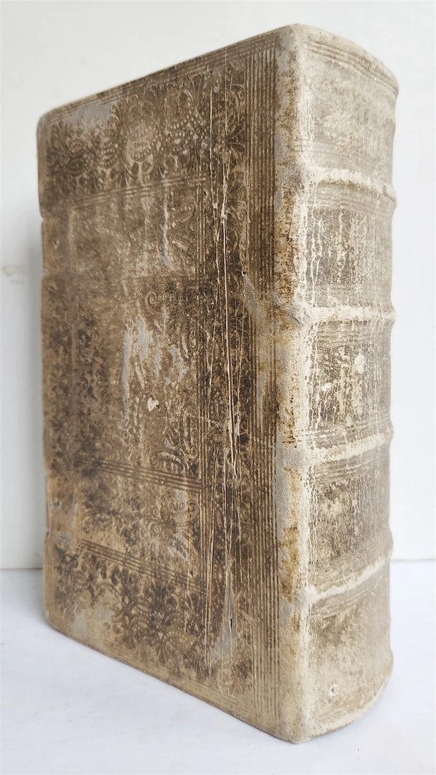 1756 PIGSKIN BINDING WITH CLASPS: ETYMOLOGICAL LATIN DICTIONARY (1 of 9)