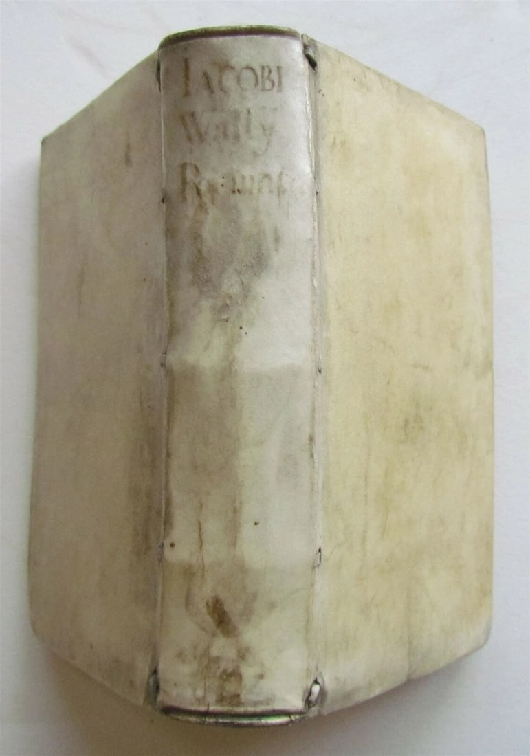 JACOBUS WALLIUS' 1657 PLANTIN PRESS POETRY, ANTIQUE VELLUM, 17TH CENTURY: Year/Century: 17th century Language: Latin Subject: Literature & Fiction Binding: Vellum Description: Jacobi Wallij, Poematum libri novem, Antwerp, Plantin Press, 1657. 393 pages, 3 by 5 1/4 inches. o