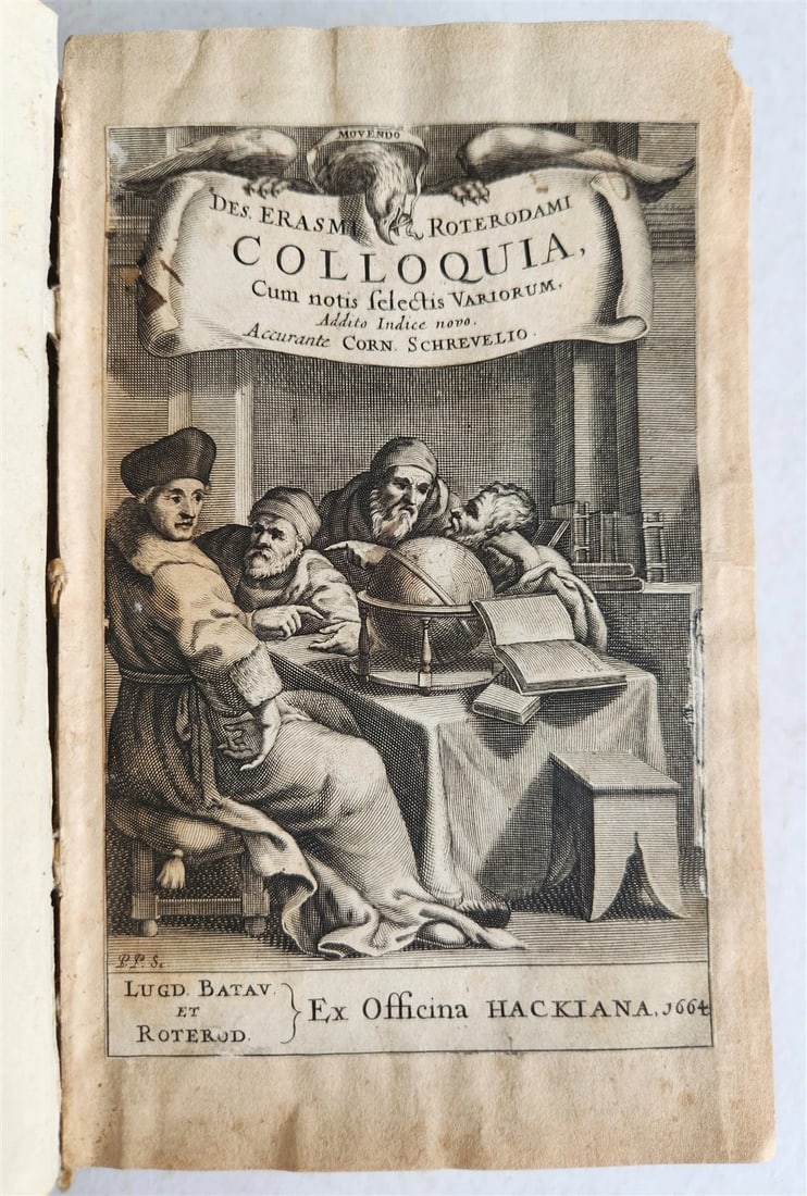 1664 ERASMUS OLD VELLUM BOUND COLLOQUIA: Year/Century: 17th century Language: Latin Subject: History Binding: Vellum Description: Colloquia cum notis selectis variorum, addito indice novo accurante C. Schrevelio. Hack, Leiden and Rotterdam; 
