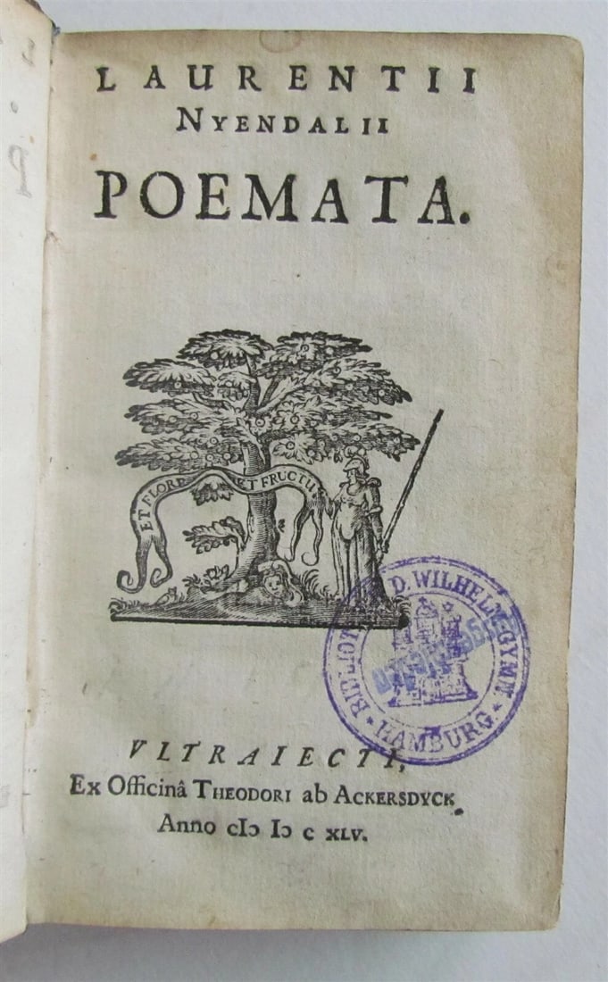 NYENDALIUS'S POETRY FROM 1645 POEMATA ANTIQUE VELLUM, 17TH CENTURY: Year/Century: 17th century Language: Latin Subject: Literature & Fiction Binding: Vellum Description: Nyendalius, L. Poemata. Th. van Ackersdyck, Utrecht, 1645. 231 pages, 3 1/8 by 5 inches. original 