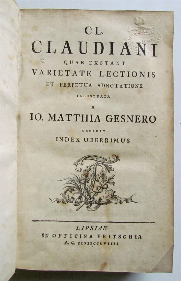 1759 OLD POETRY BY CLAUDIAN VELLUM INTEGRATED ANTIQUE: Year/Century: 18th century Language: Latin Subject: Literature & Fiction Binding: Vellum Description: Matthia Gesnero accedit Index Uberrimus Claudius Claudiani Quae Exstant Varietate Lectionis et Per