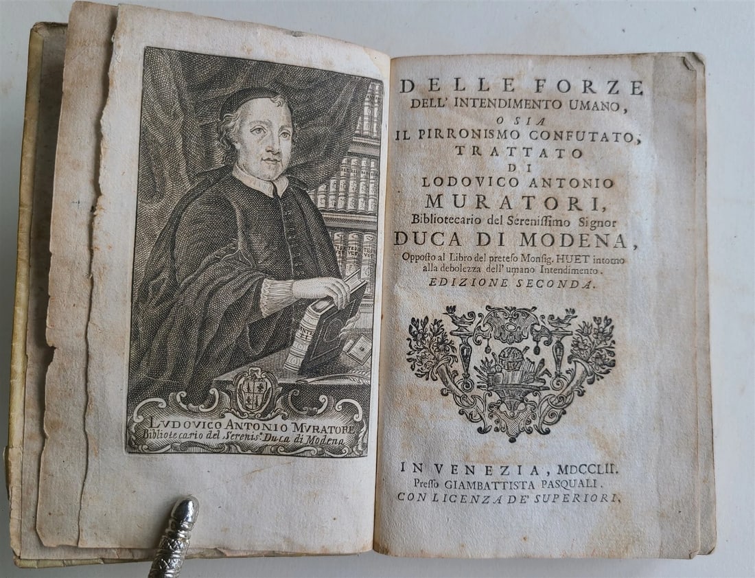 1752 LODOVICO MURATORI'S ANCIENT VELLUM BOUND PYRRHONISM DISPROVED TRATTATO (1 of 6)