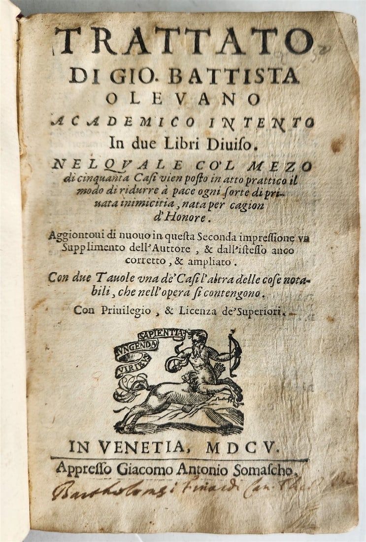 1605 LAW TREATISE GIO'S ANCIENT TRATTATO.BATTISTA OLEUANO VELLUM (1 of 9)