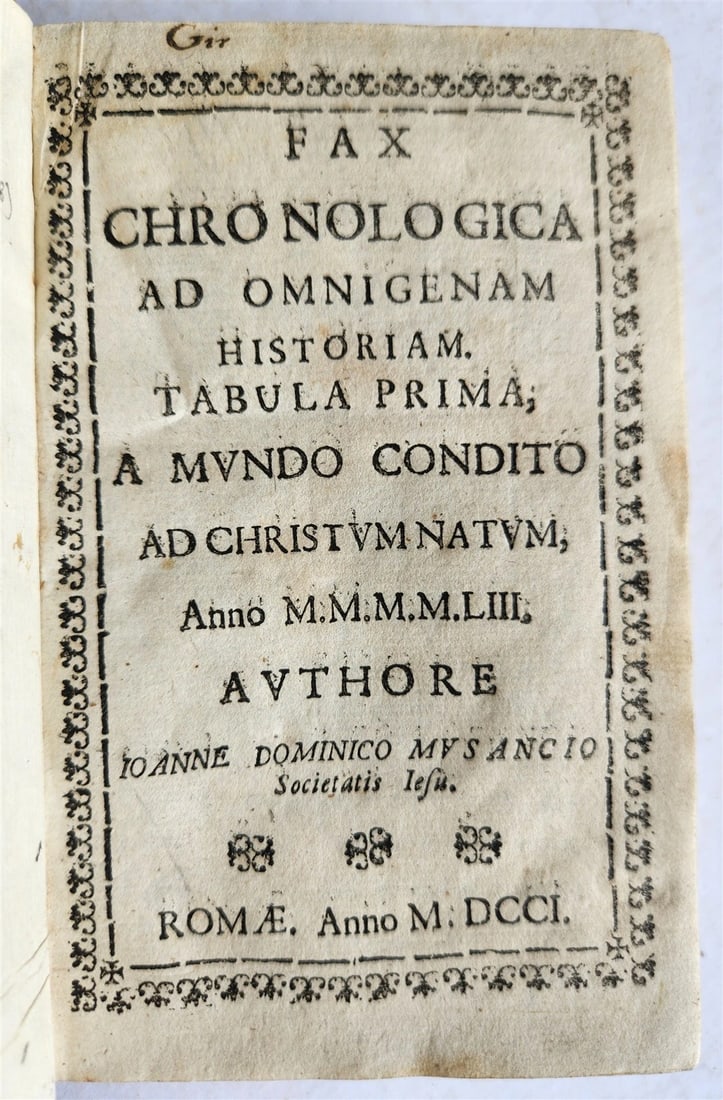 1701 FAX CHRONOLOGICA AD OMNIGENAM HISTORIAM ANCIENT VELLUM BINDING (1 of 9)