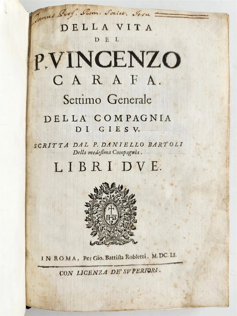 DANIELLO BARTOLI'S ANTIQUE 1651 DELLA VITA DEL P. VINCENZO CARAFA (1 of 5)