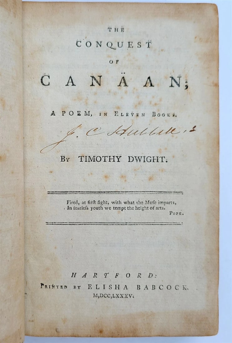 TIMOTHY DWIGHT'S 1785 CONQUEST OF CANAAN, AN ANTIQUE FROM AMERICA HARTFORD (1 of 5)