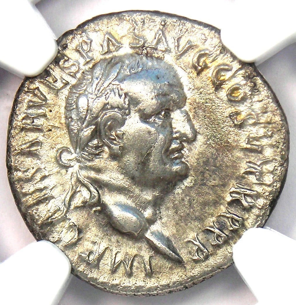 VESPASIAN AR DENARIUS SILVER ROMAN COIN: Vespasian AR Denarius Silver Roman Coin Year : 79 AD Denomination : Denarius Country of Origin : Italy Accessories: None Accessories Notice: When purchasing pre-owned goods, please refer to the photos