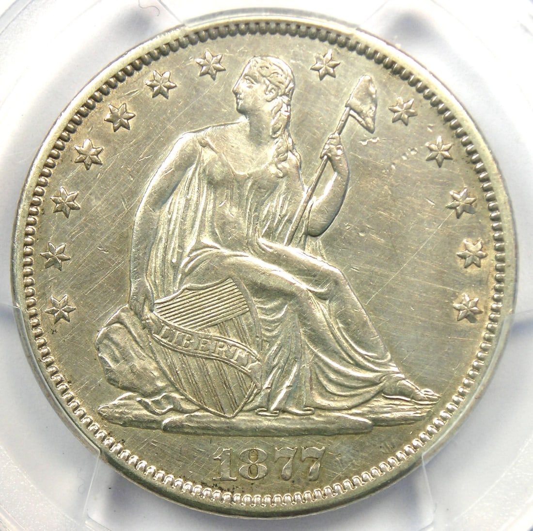 1877-CC SEATED LIBERTY HALF DOLLAR 50C CARSON CITY COIN: 1877-CC Seated Liberty Half Dollar 50C Carson City Coin Year: 1877 Denomination: 50C Country of Origin: United States Accessories: None Accessories Notice: When purchasing pre-owned goods, please