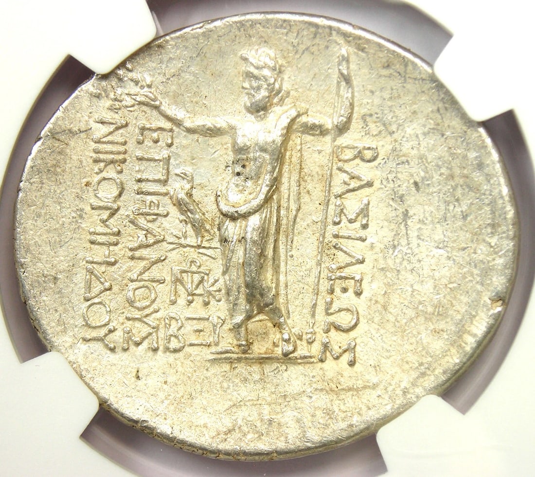 BITHYNIAN NICOMEDES II SILVER AR TETRADRACHM COIN: Bithynian Nicomedes II Silver AR Tetradrachm Coin Year : 136 BC Denomination : Tetradrachm Country of Origin : Greece Accessories: None Accessories Notice: When purchasing pre-owned goods, please