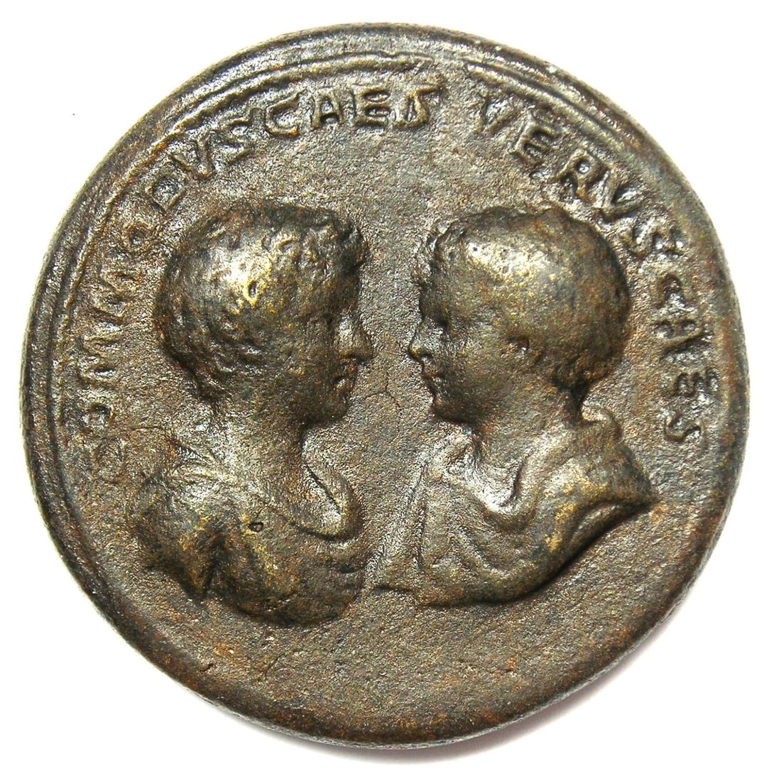 COMMODUS AND ANNIUS VERUS AE MEDALLION - 3