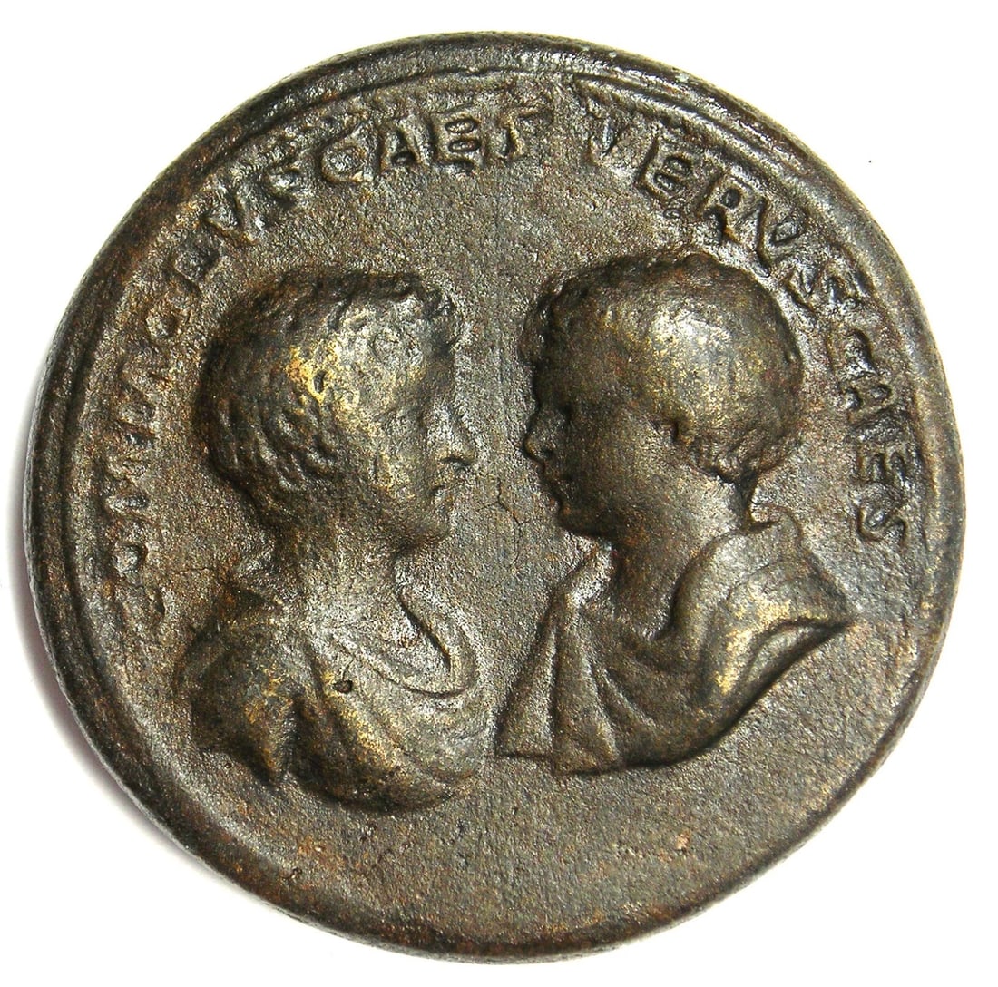 COMMODUS AND ANNIUS VERUS AE MEDALLION - 4