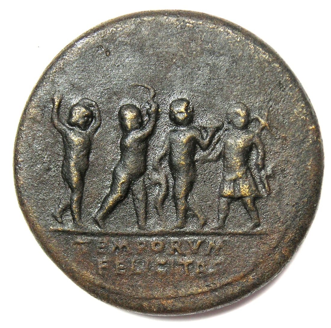 COMMODUS AND ANNIUS VERUS AE MEDALLION - 5