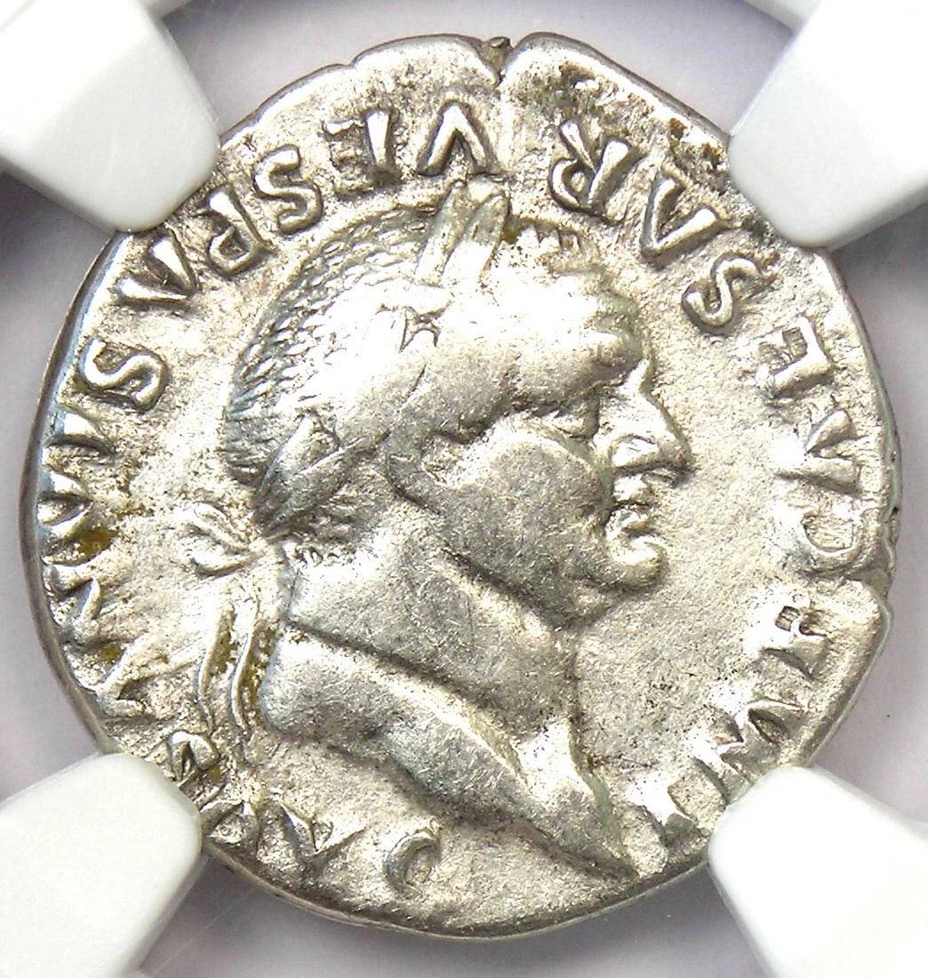 VESPASIAN AR DENARIUS SILVER ROMAN COIN: Vespasian AR Denarius Silver Roman Coin Year: 79 AD Denomination: Denarius Country of Origin: Italy Accessories: None Accessories Notice: When purchasing pre-owned goods, please refer to the photos